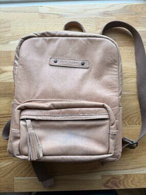 Kelly Moore Genuine Leather Camera Backpack - Tan/Beige